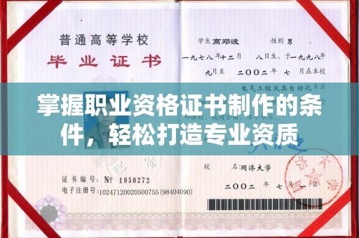 玛多掌握职业资格证书制作的条件，轻松打造专业资质