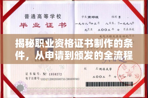 玛多揭秘职业资格证书制作的条件，从申请到颁发的全流程解析